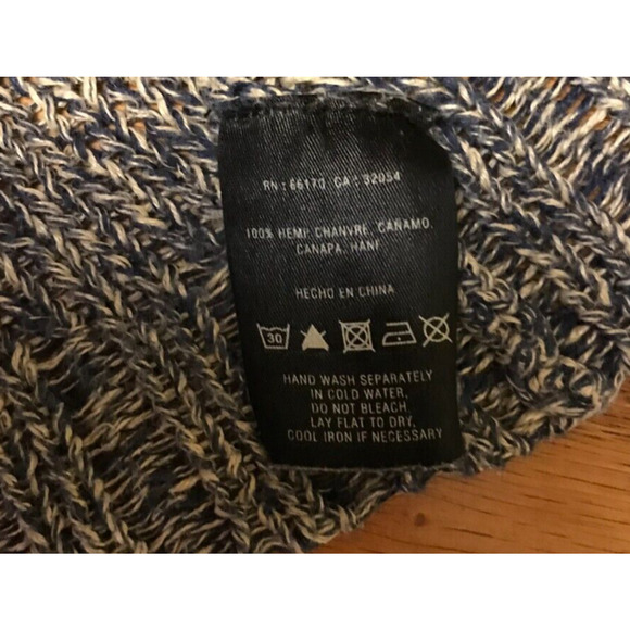 Anthropologie Sparrow Cardigan Sweater Blue Two Tone 3/4 Sleeve Hemp Size Small - Picture 4 of 10